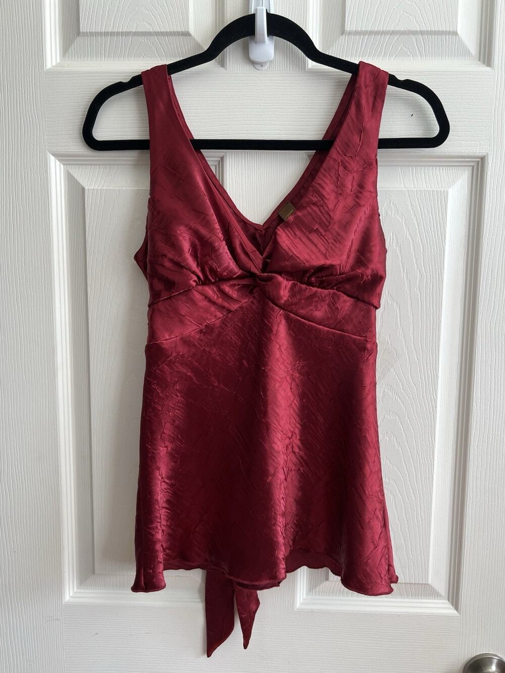 COPPER KEY Vintage Y2K Maroon Satin Babydoll Cami Blouse Top Sz S Whimsigoth 90s